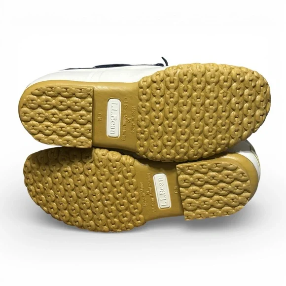 LL Bean NWOB Limited Edition Ivory and Navy Blue Canvas Low Profile Duck Shoes - Picture 9 of 13